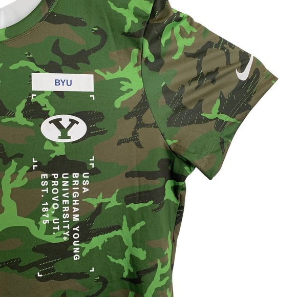 Nike BYU Cougars Football Camo Dri Fit Shirt Women's Size M Green Polyester - Picture 3 of 7